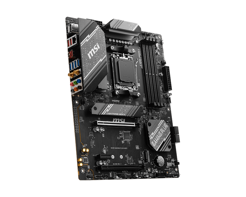 MSI B650 GAMING PLUS WIFI AM5 ATX Motherboard, AMD B650 Chipset, 4x DDR5 / 192GB Max Capacity, 2x PCI-E x16, 2x M.2, Wi-Fi 6E / 2.5G LAN, BT 5.3, USB 3.2 C/A, HDMI / DP | 911-7E26-001