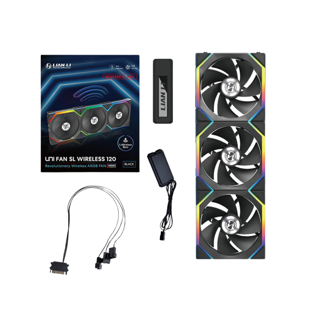 Lian Li 120mm UNI SL Wireless ARGB Reverse Blade Triple Pack Fan