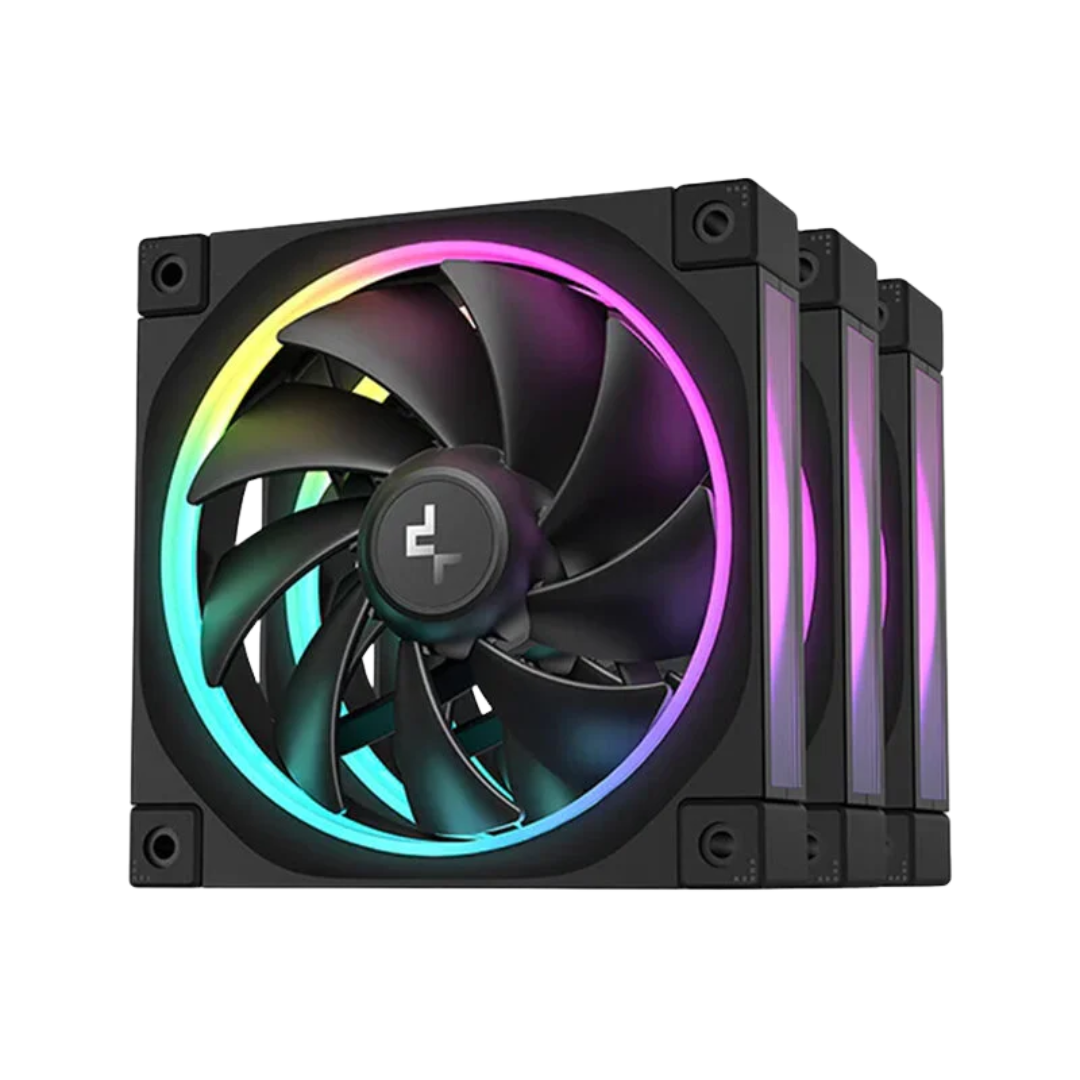 DEEPCOOL FL12 RGB LED 120mm PWM Triple Pack Fan - Black