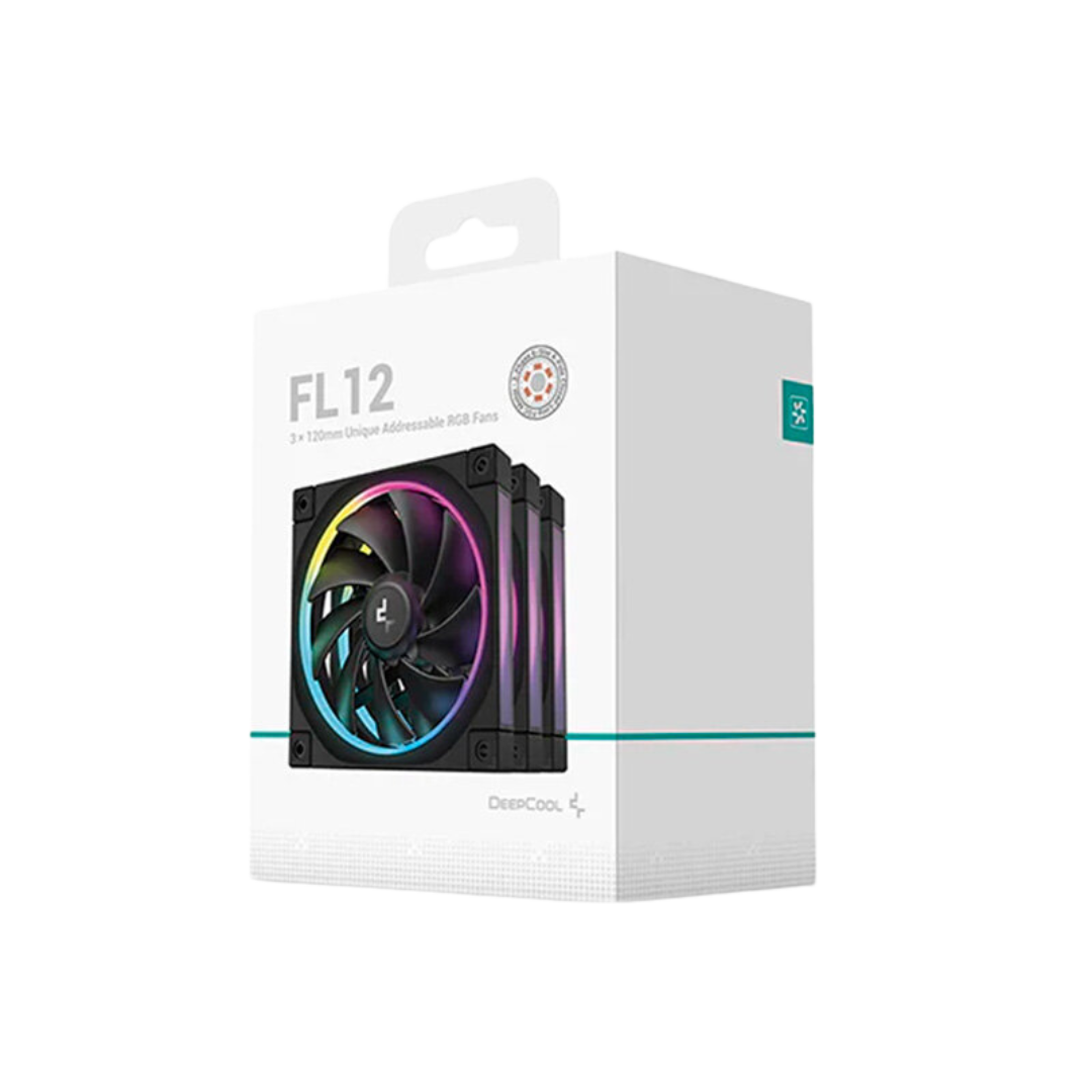 DEEPCOOL FL12 RGB LED 120mm PWM Triple Pack Fan - Black