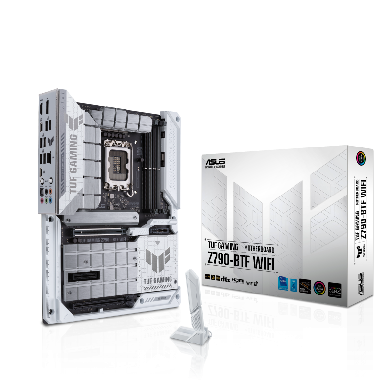 ASUS TUF Gaming Z790-BTF WIFI LGA 1700 ATX Intel Motherboard, Intel Z790 Chipset, 4x DDR5 DIMM Slots, 192GB Max Memory, 4x M.2 Slots, Intel Wi-Fi 7 & Bluetooth v5.4, White/Black