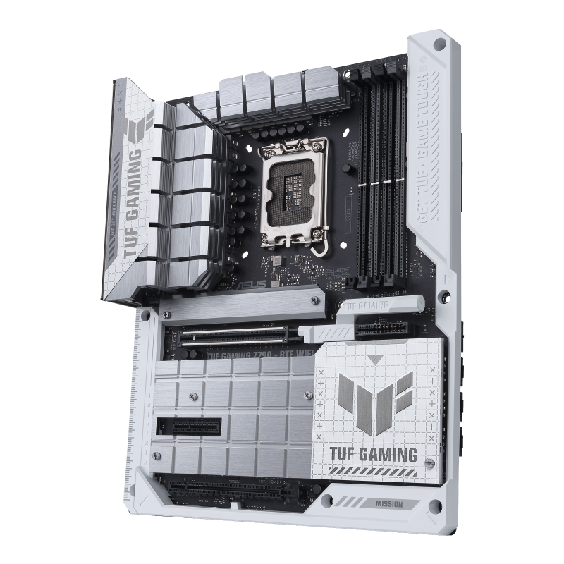 ASUS TUF Gaming Z790-BTF WIFI LGA 1700 ATX Intel Motherboard, Intel Z790 Chipset, 4x DDR5 DIMM Slots, 192GB Max Memory, 4x M.2 Slots, Intel Wi-Fi 7 & Bluetooth v5.4, White/Black