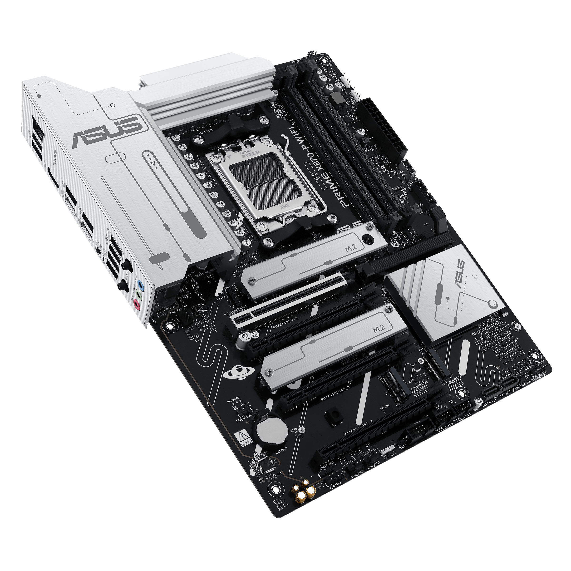 ASUS PRIME X870-P WIFI ATX Motherboard, AMD X870 Chipset, 4x DIMM DDR5 Slots, 192GB Max Memory, Realtek 2.5Gb Ethernet, 4x M.2 Slots, 1x PCIe 5.0, 3x PCIe 4.0 x16, BT 5.4, HDMI