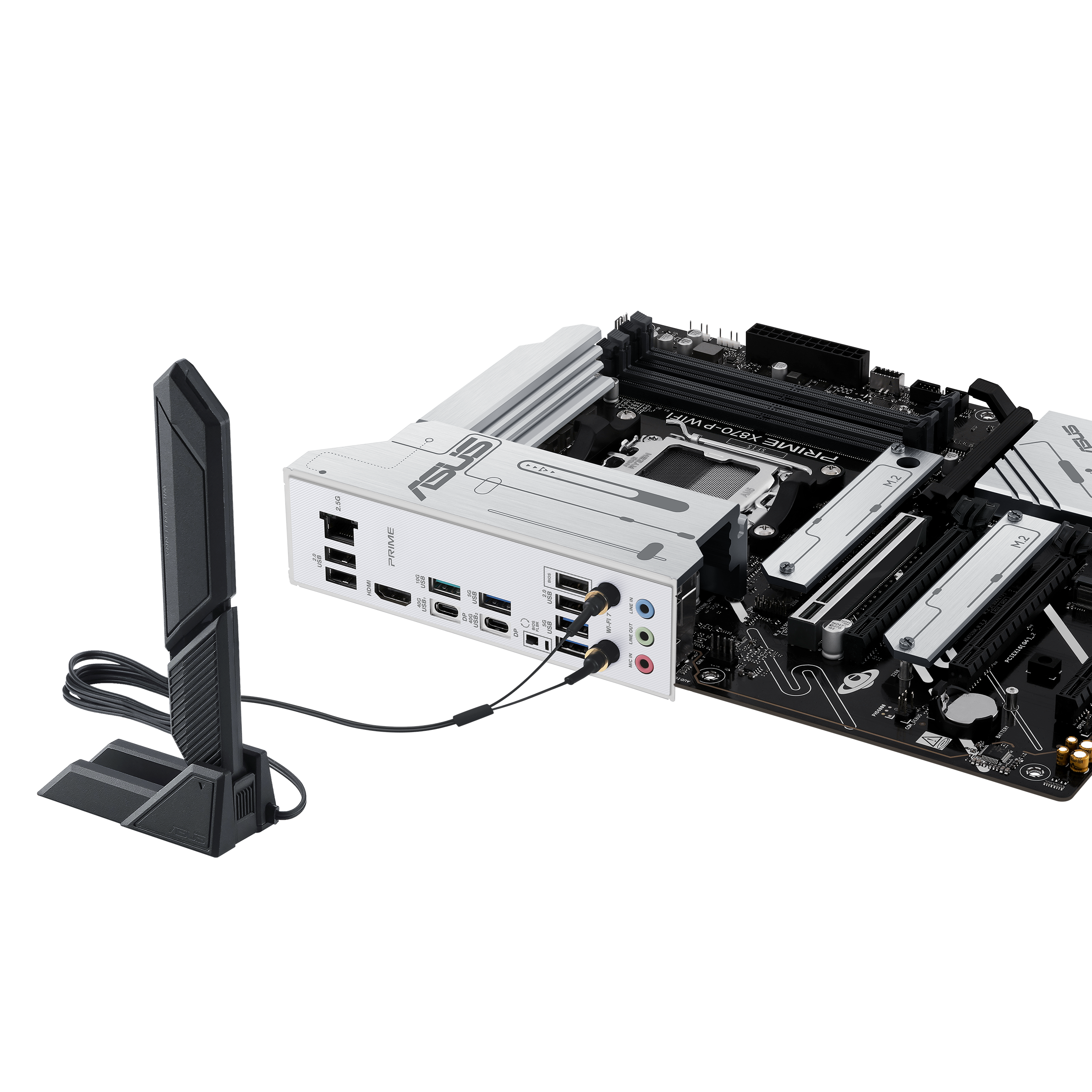 ASUS PRIME X870-P WIFI ATX Motherboard, AMD X870 Chipset, 4x DIMM DDR5 Slots, 192GB Max Memory, Realtek 2.5Gb Ethernet, 4x M.2 Slots, 1x PCIe 5.0, 3x PCIe 4.0 x16, BT 5.4, HDMI