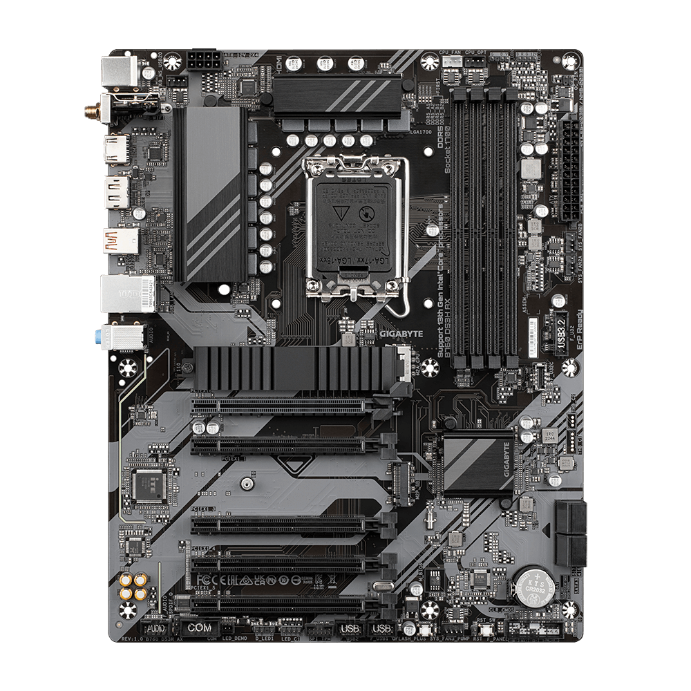 GIGABYTE B760 DS3H AX LGA 1700 ATX Motherboard, Intel B760 Chipset, 4 x DDR5 DIMM, Up to 192GB Memory, Wi-Fi 6E AX21, BT 5.3, 1x PCI Ex16, 1x M.2, 1x HDMI, 1x DP, USB Type-C
