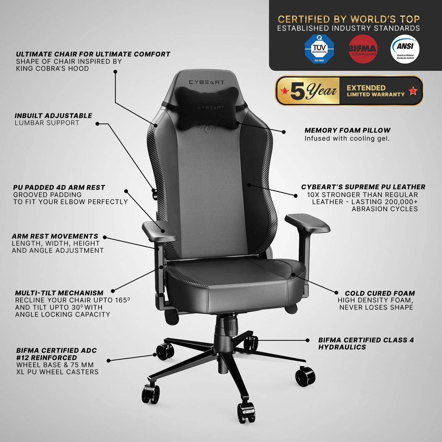Cybeart Apex Series - Ghost Edition Gaming Chair