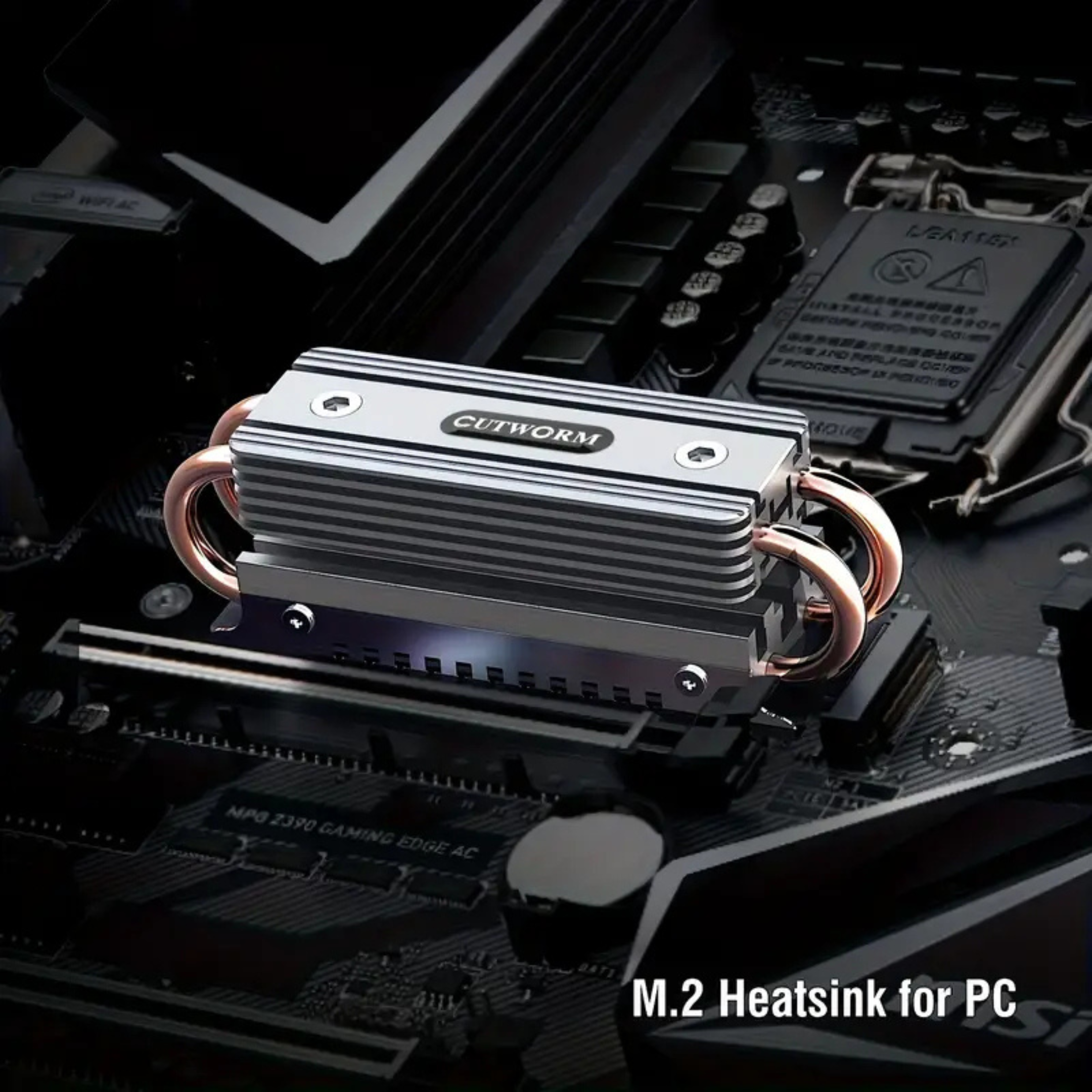 M.2 Heat Sink, Dual Copper Pipes, Double Aluminum Fins