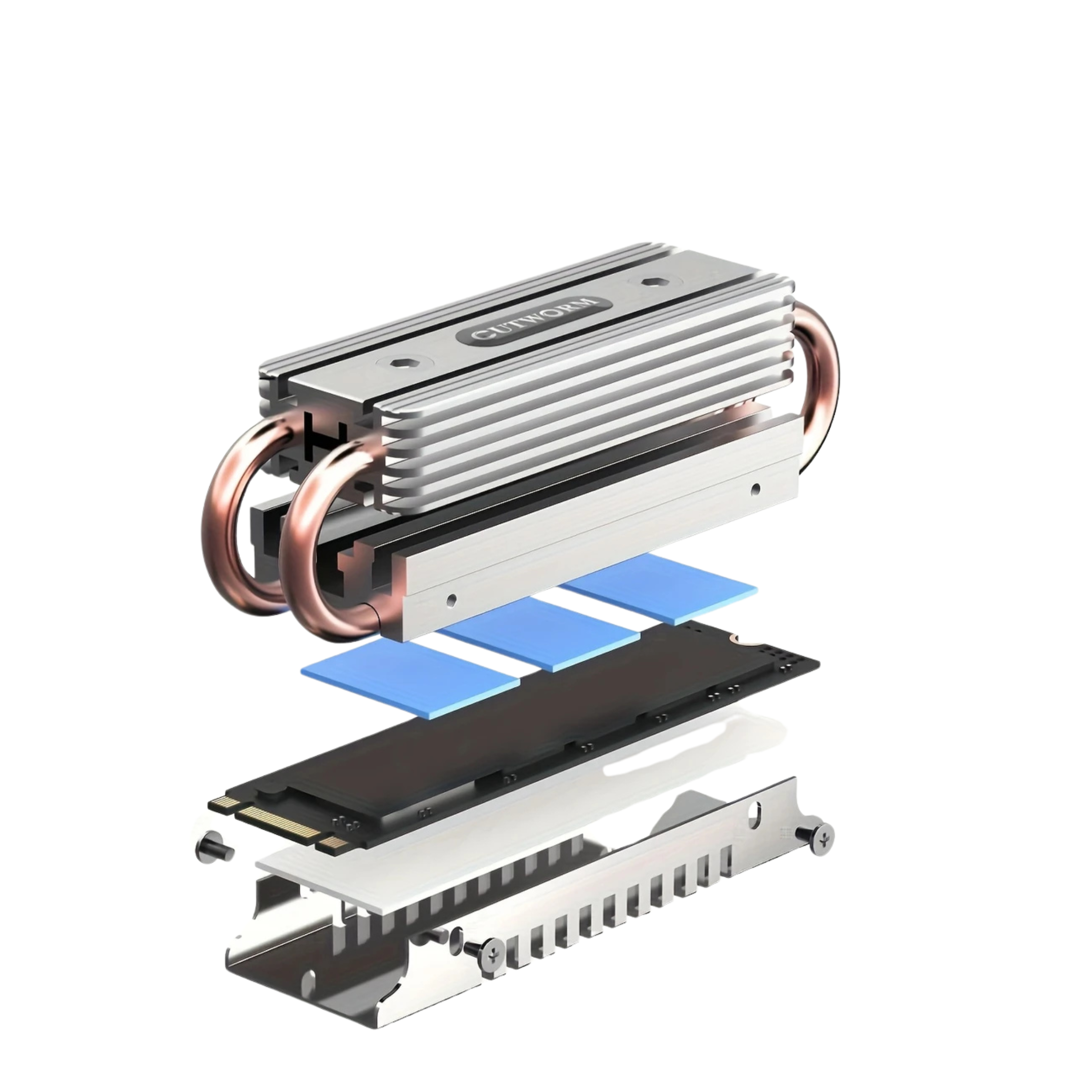 M.2 Heat Sink, Dual Copper Pipes, Double Aluminum Fins