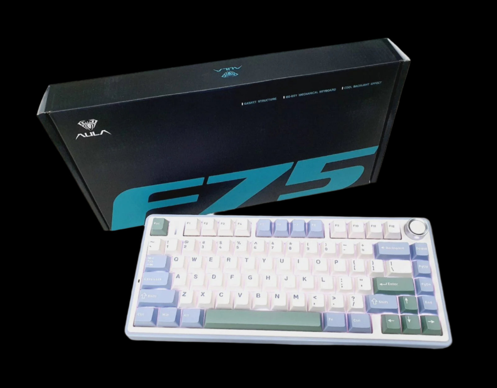 Aula 75 Keys RGB 75% Mechanical Gaming Keyboard Tri-Mode Knob V3 Grey Switch F75 Enchanted Garden