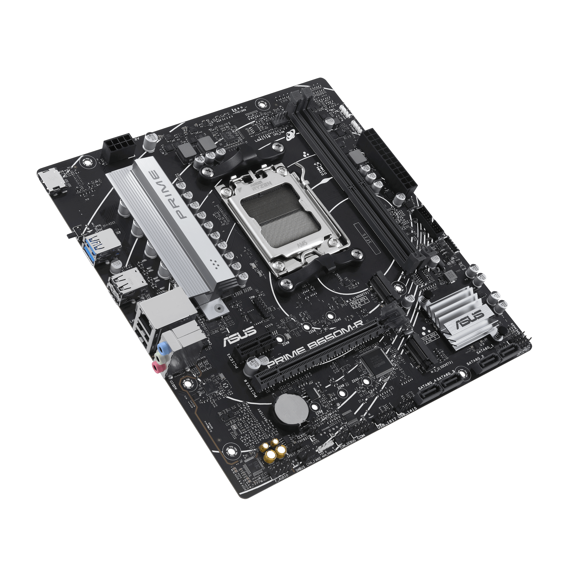 ASUS Prime B650M-R AM5 m-ATX Motherboard, AMD B650 Chipset, 2x DIMM DDR5 RAM, 96GB Max Memory, Realtek 2.5Gb Ethernet, 2x M.2 Slots, 1x PCIe 4.0 x16 Slot