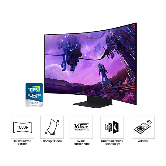 Samsung 55" LS55BG970 Odyssey Ark Curved 1000R UHD Monitor VA panel 165Hz- HDMI,USB Hub