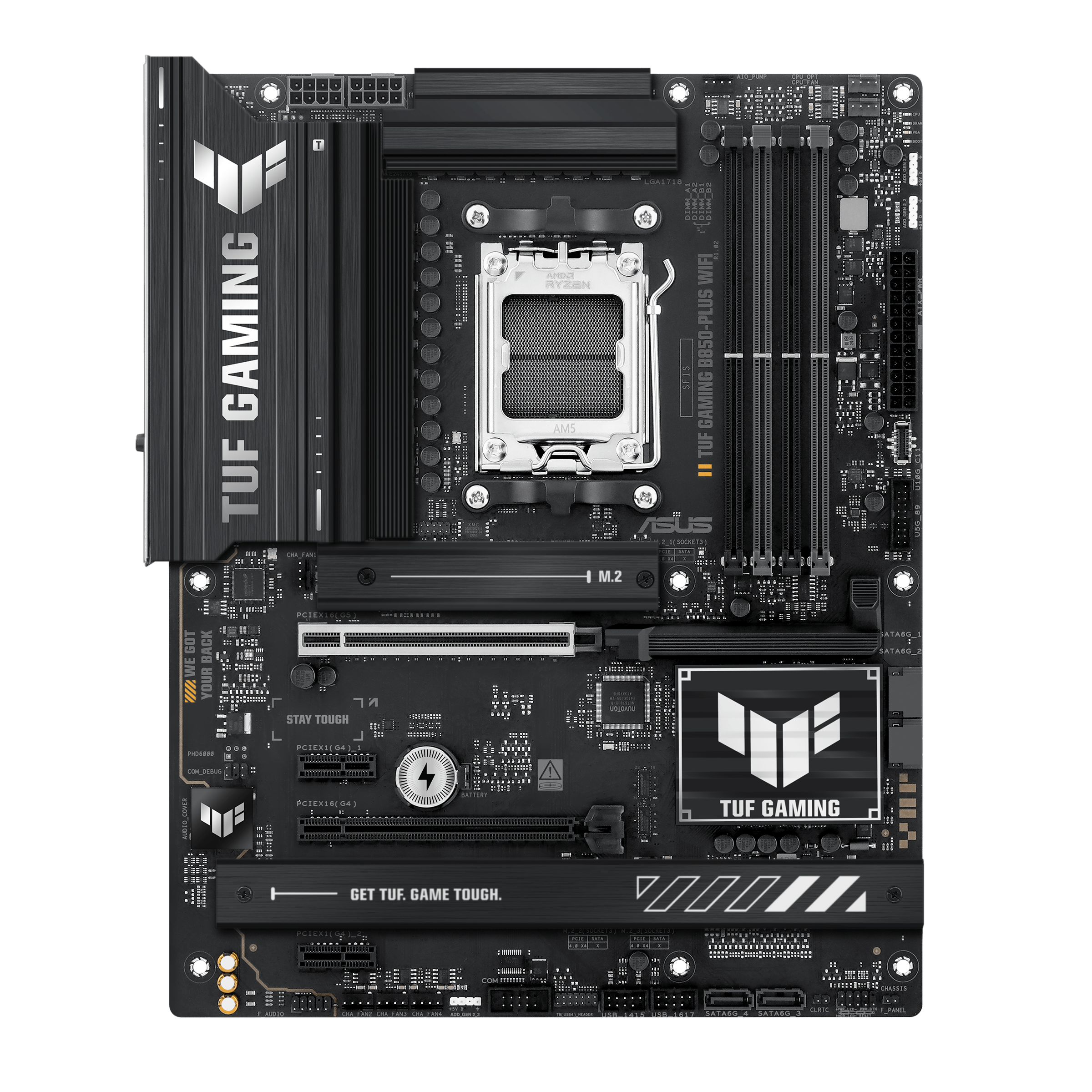 ASUS TUF GAMING B850-Plus Wi-Fi AM5 ATX Motherboard, AMD B850 Chipset, 4x DIMM DDR5 Slots, Up to 192GB Max Memory, 1 x PCIe 5.0 x16 SafeSlot, 3 x M.2 Slots, WiFi & BT Connectivity