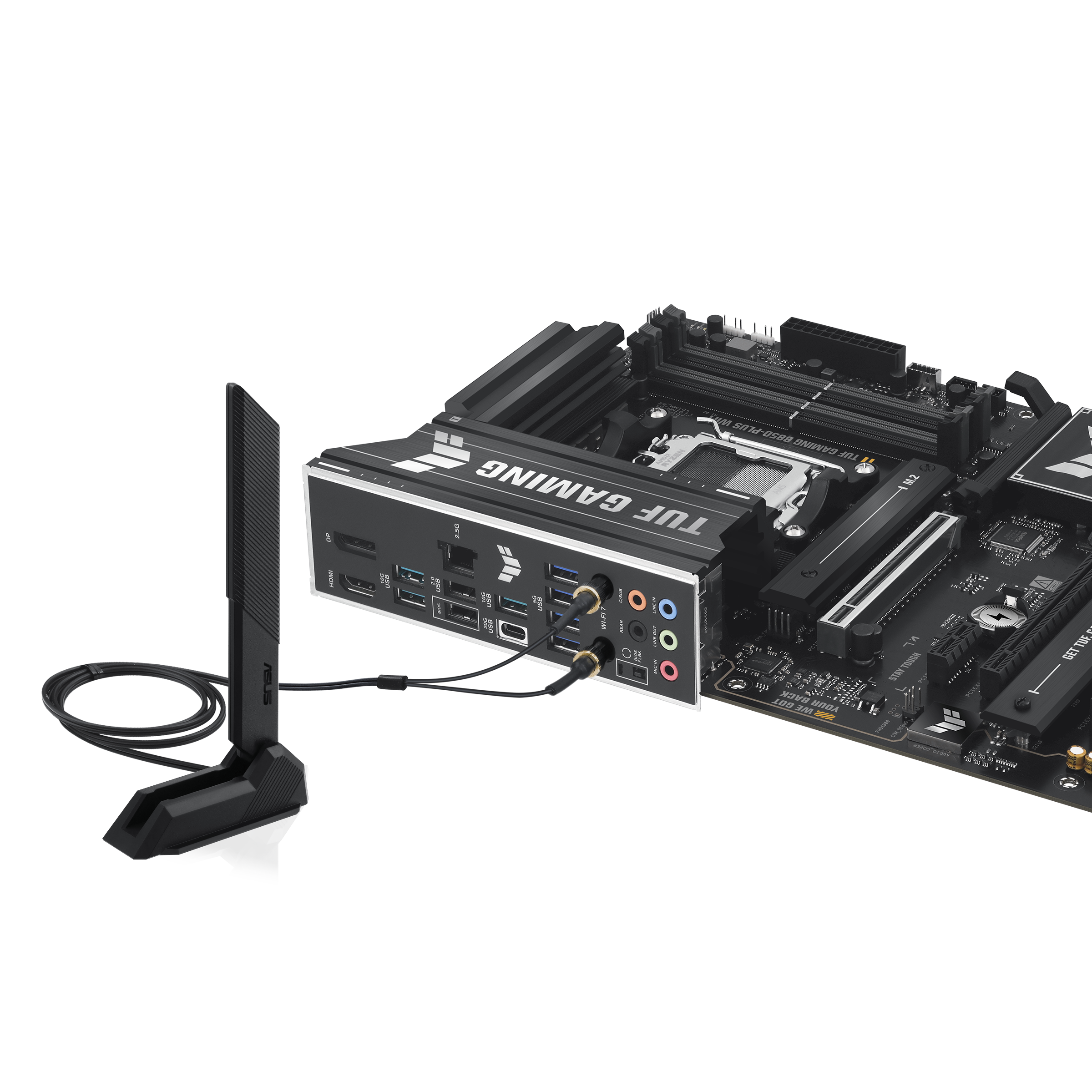 ASUS TUF GAMING B850-Plus Wi-Fi AM5 ATX Motherboard, AMD B850 Chipset, 4x DIMM DDR5 Slots, Up to 192GB Max Memory, 1 x PCIe 5.0 x16 SafeSlot, 3 x M.2 Slots, WiFi & BT Connectivity