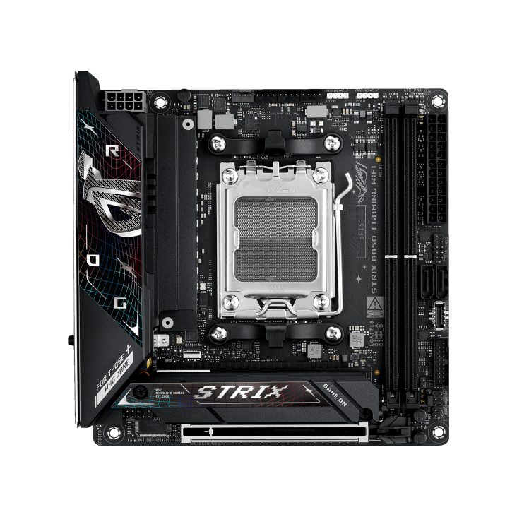 ASUS ROG Strix B850-I Gaming WiFi AM5 Mini-ITX Motherboard, AMD B850 Chipset, 2x DIMM DDR5 Slots, Up to 96GB Max Memory, 1x PCIe 5.0 x16, 2x M.2 Slots, WiFi & BT Connectivity