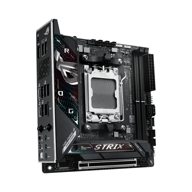 ASUS ROG Strix B850-I Gaming WiFi AM5 Mini-ITX Motherboard, AMD B850 Chipset, 2x DIMM DDR5 Slots, Up to 96GB Max Memory, 1x PCIe 5.0 x16, 2x M.2 Slots, WiFi & BT Connectivity