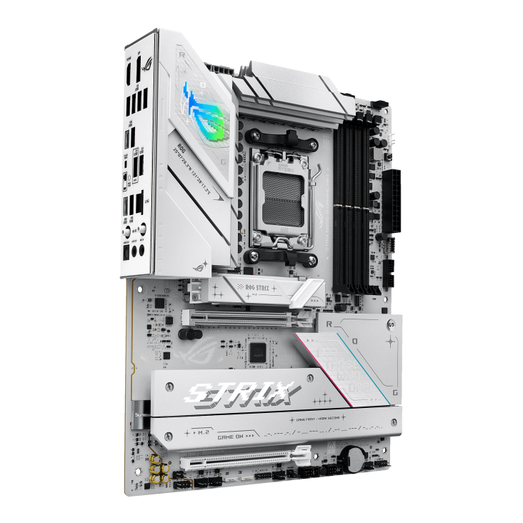 ASUS ROG Strix B850-A GAMING WIFI AM5 ATX Motherboard, AMD B850 Chipset, 4x DIMM DDR5 Slots, Up to 192GB Max Memory, 1x PCIe 5.0 x16 SafeSlot, 4x M.2 Slots, WiFi & BT, White