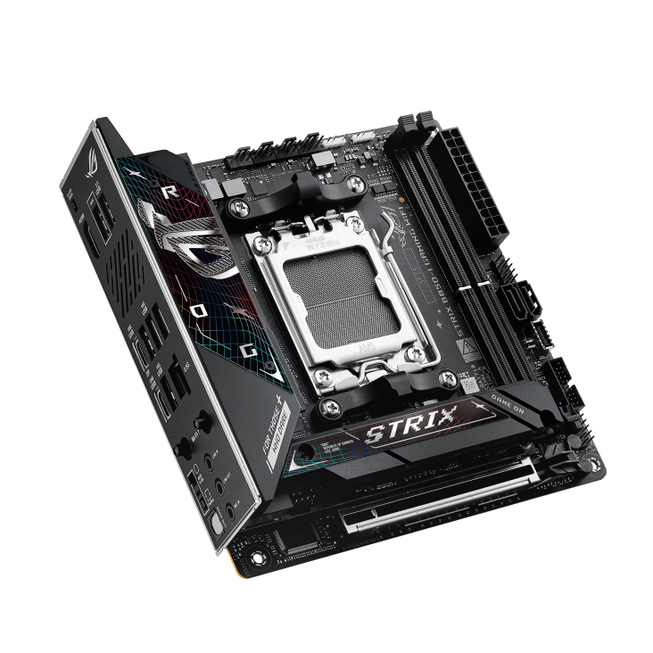 ASUS ROG Strix B850-I Gaming WiFi AM5 Mini-ITX Motherboard, AMD B850 Chipset, 2x DIMM DDR5 Slots, Up to 96GB Max Memory, 1x PCIe 5.0 x16, 2x M.2 Slots, WiFi & BT Connectivity