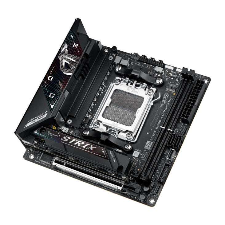 ASUS ROG Strix B850-I Gaming WiFi AM5 Mini-ITX Motherboard, AMD B850 Chipset, 2x DIMM DDR5 Slots, Up to 96GB Max Memory, 1x PCIe 5.0 x16, 2x M.2 Slots, WiFi & BT Connectivity