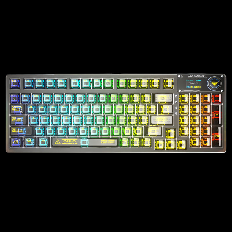Aula 99 Keys RGB 98% Mechanical Gaming Keyboard Tri-Mode Knob Crystal Switch F98 Pro