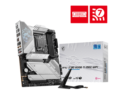 MSI MPG Z790 EDGE TI MAX WIFI LGA 1700 ATX Motherboard, Intel Z790 Chipset, 4x DDR5 UDIMM / 192GB Max Capacity, PCIe 5.0, 5x M.2, USB 3.2 Gen2 C/A, 1x HDMI / 1x DP
