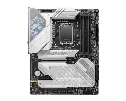 MSI MPG Z790 EDGE TI MAX WIFI LGA 1700 ATX Motherboard, Intel Z790 Chipset, 4x DDR5 UDIMM / 192GB Max Capacity, PCIe 5.0, 5x M.2, USB 3.2 Gen2 C/A, 1x HDMI / 1x DP