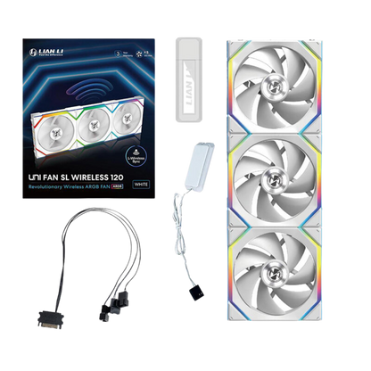 Lian Li 120mm UNI FAN SL Wireless ARGB Triple Pack Fan - White