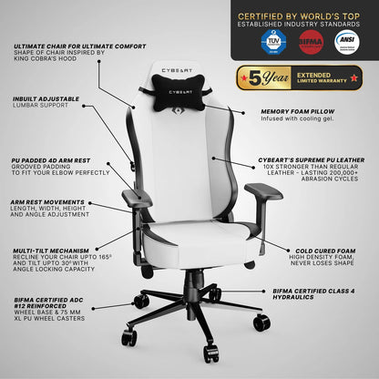 Cybeart Apex Series - Arctic White Gaming Chair