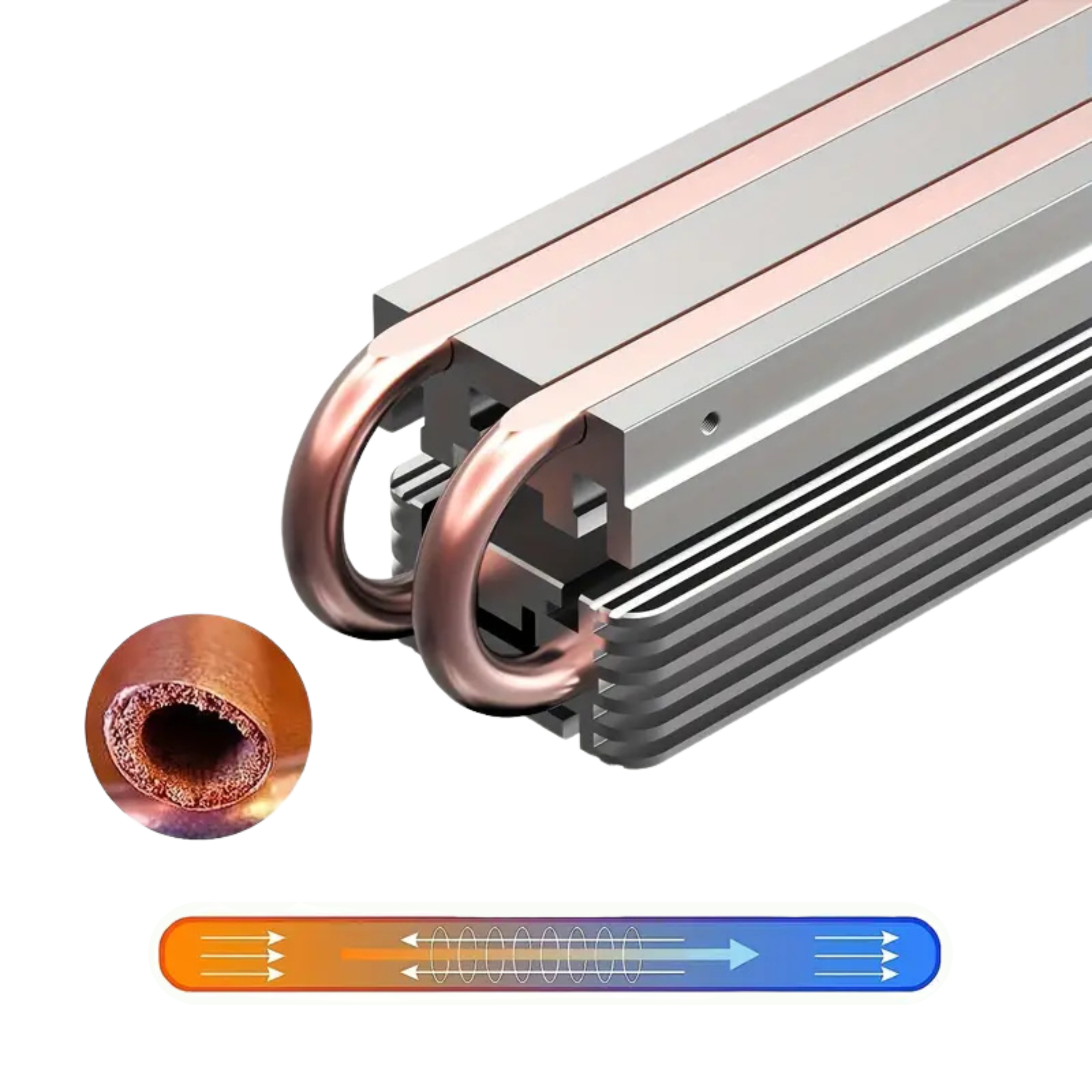 M.2 Heat Sink, Dual Copper Pipes, Double Aluminum Fins
