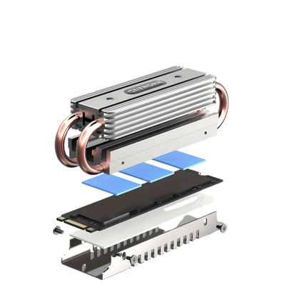 M.2 Heat Sink, Dual Copper Pipes, Double Aluminum Fins