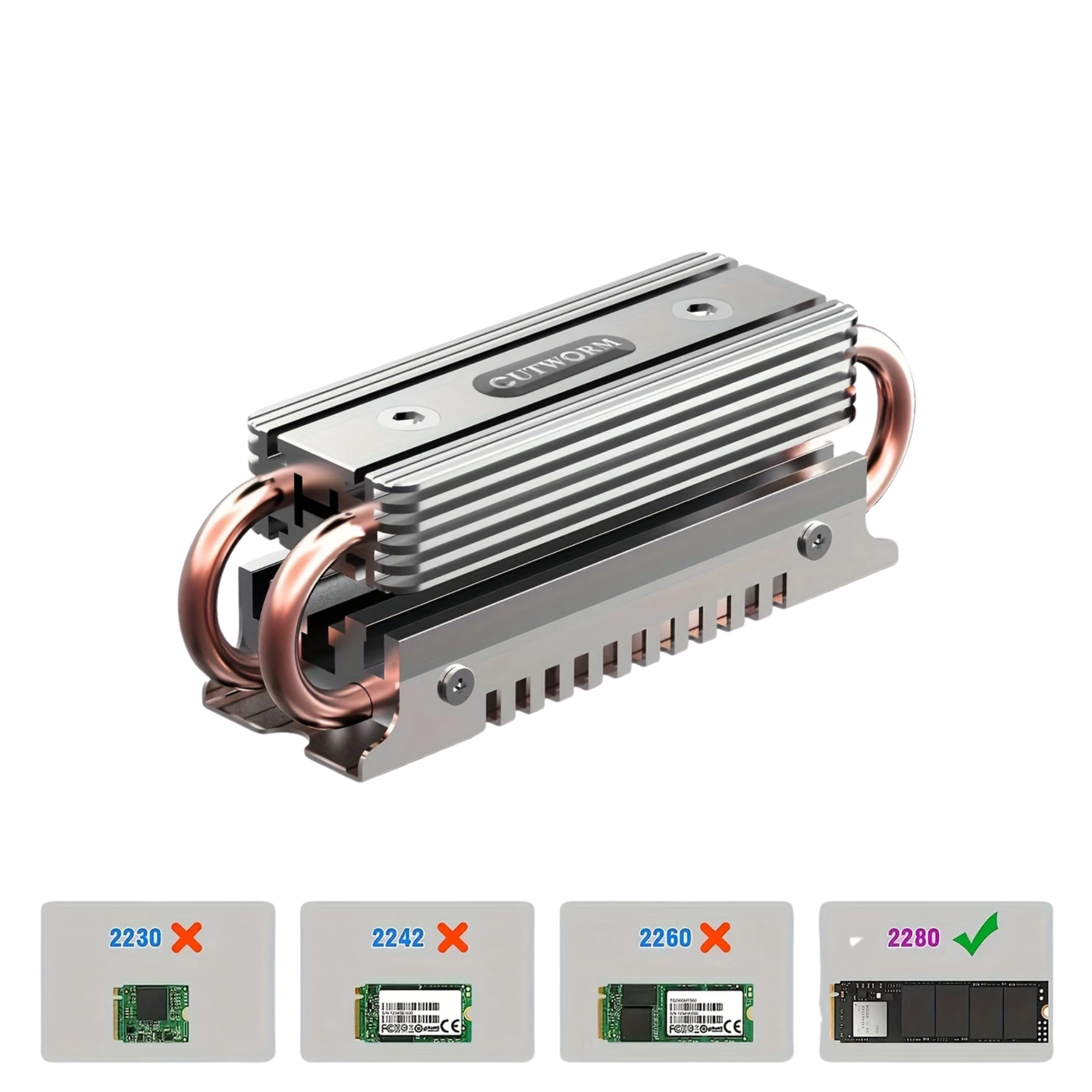 M.2 Heat Sink, Dual Copper Pipes, Double Aluminum Fins