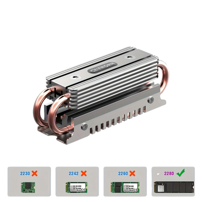M.2 Heat Sink, Dual Copper Pipes, Double Aluminum Fins