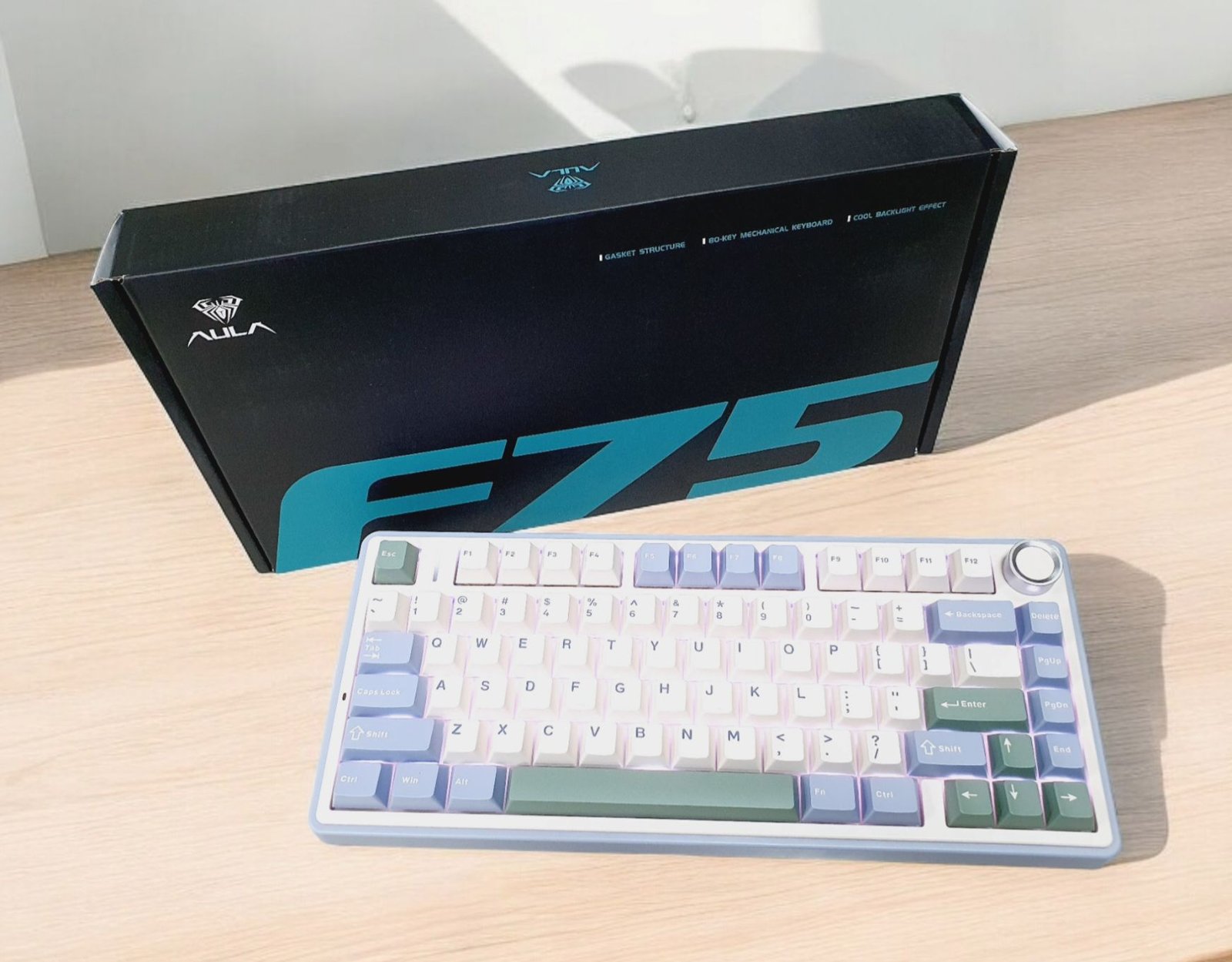 Aula 75 Keys RGB 75% Mechanical Gaming Keyboard Tri-Mode Knob V3 Grey Switch F75 Enchanted Garden