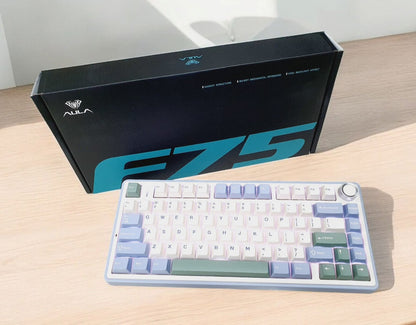 Aula 75 Keys RGB 75% Mechanical Gaming Keyboard Tri-Mode Knob V3 Grey Switch F75 Enchanted Garden