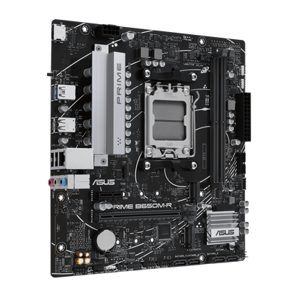 ASUS Prime B650M-R AM5 m-ATX Motherboard, AMD B650 Chipset, 2x DIMM DDR5 RAM, 96GB Max Memory, Realtek 2.5Gb Ethernet, 2x M.2 Slots, 1x PCIe 4.0 x16 Slot