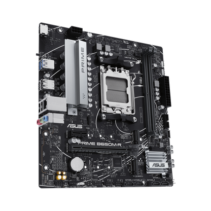 ASUS Prime B650M-R AM5 m-ATX Motherboard, AMD B650 Chipset, 2x DIMM DDR5 RAM, 96GB Max Memory, Realtek 2.5Gb Ethernet, 2x M.2 Slots, 1x PCIe 4.0 x16 Slot