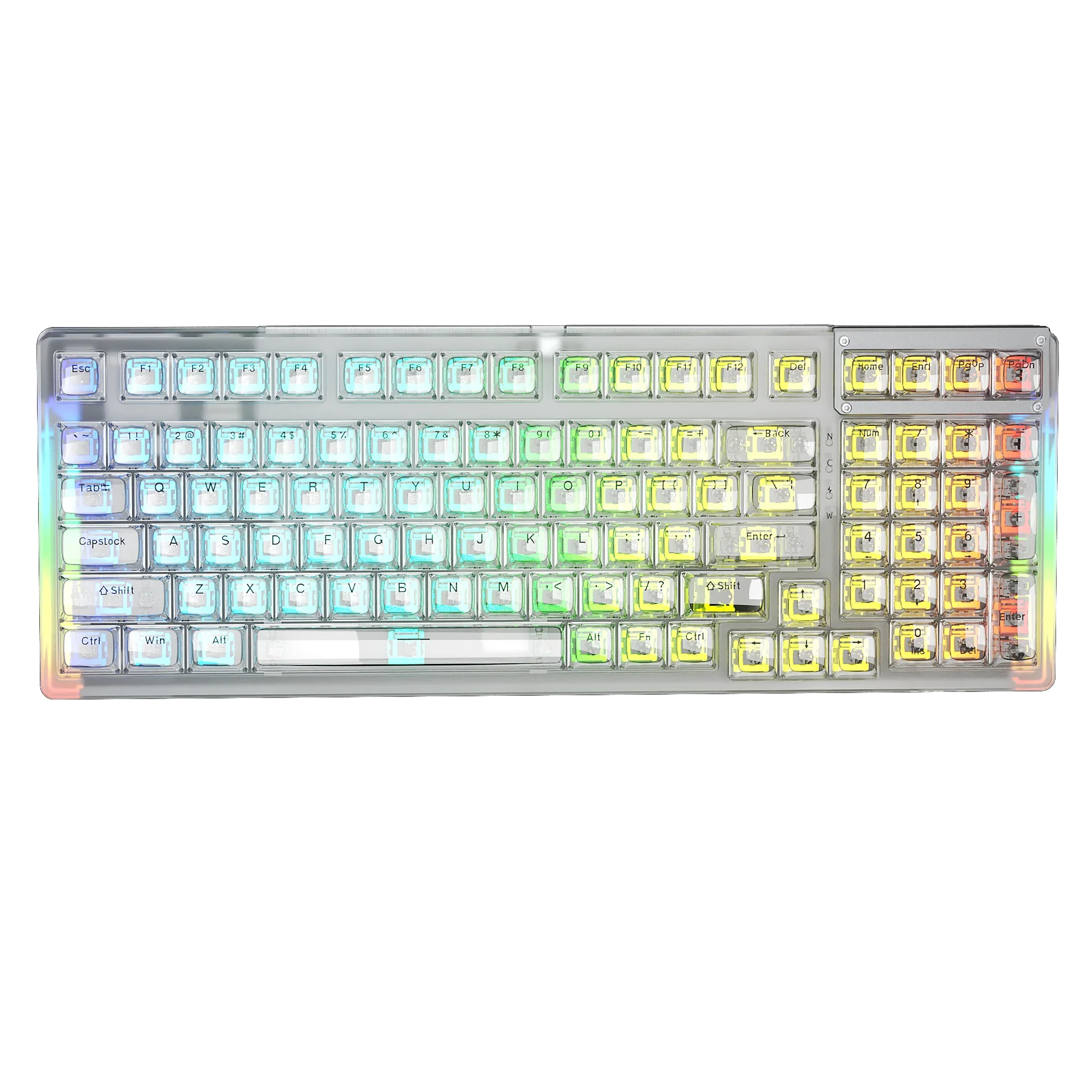 Aula 99 Keys RGB 98% Mechanical Gaming Keyboard Tri-Mode Knob Crystal Switch F98 Pro