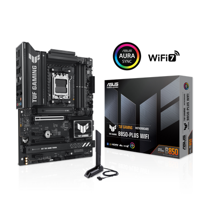 ASUS TUF GAMING B850-Plus Wi-Fi AM5 ATX Motherboard, AMD B850 Chipset, 4x DIMM DDR5 Slots, Up to 192GB Max Memory, 1 x PCIe 5.0 x16 SafeSlot, 3 x M.2 Slots, WiFi & BT Connectivity