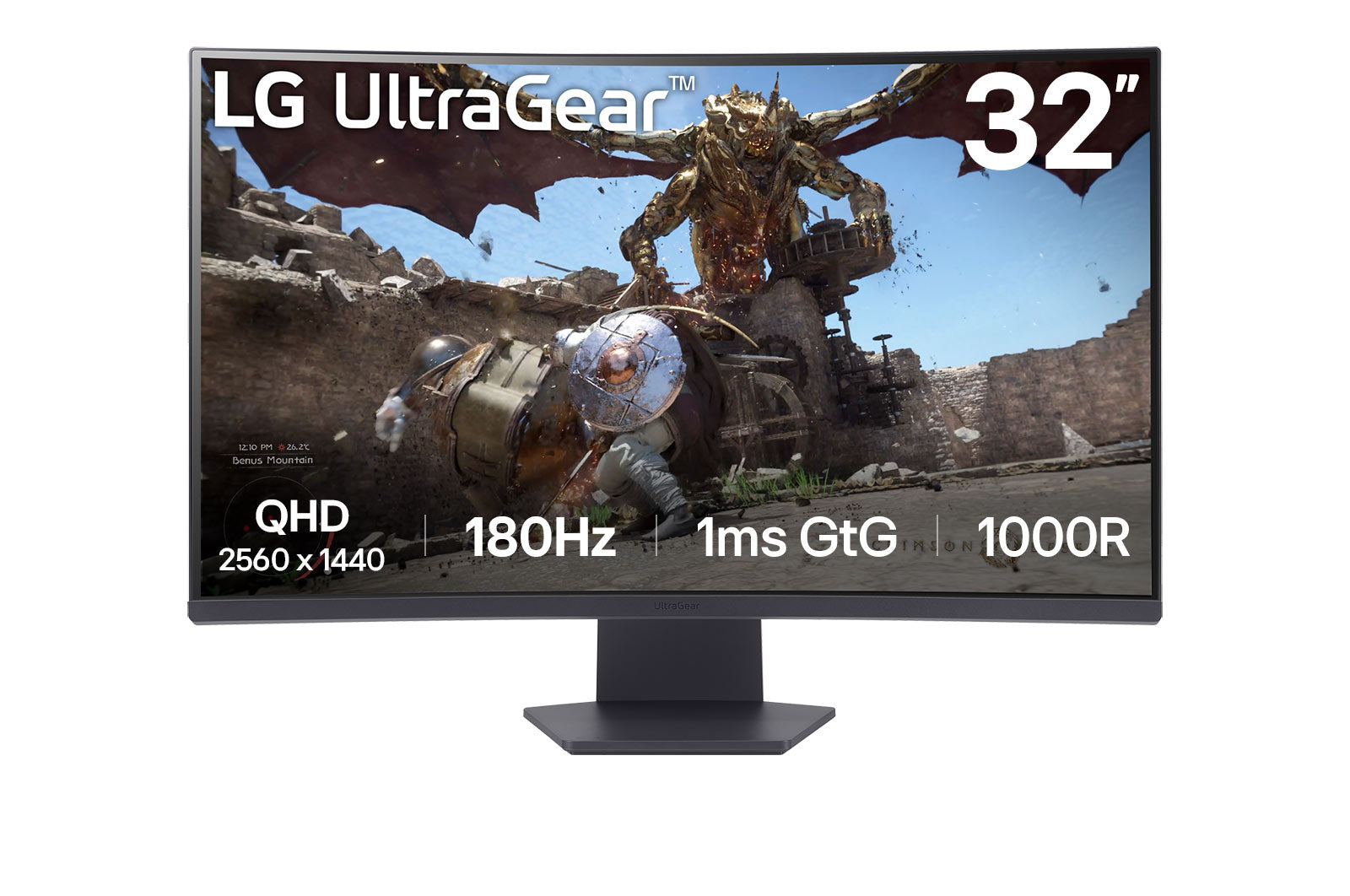 LG 32" 32GS60QC-B.AMAQ Curve QHD Monitor VA panel 180Hz- DP,HDMI