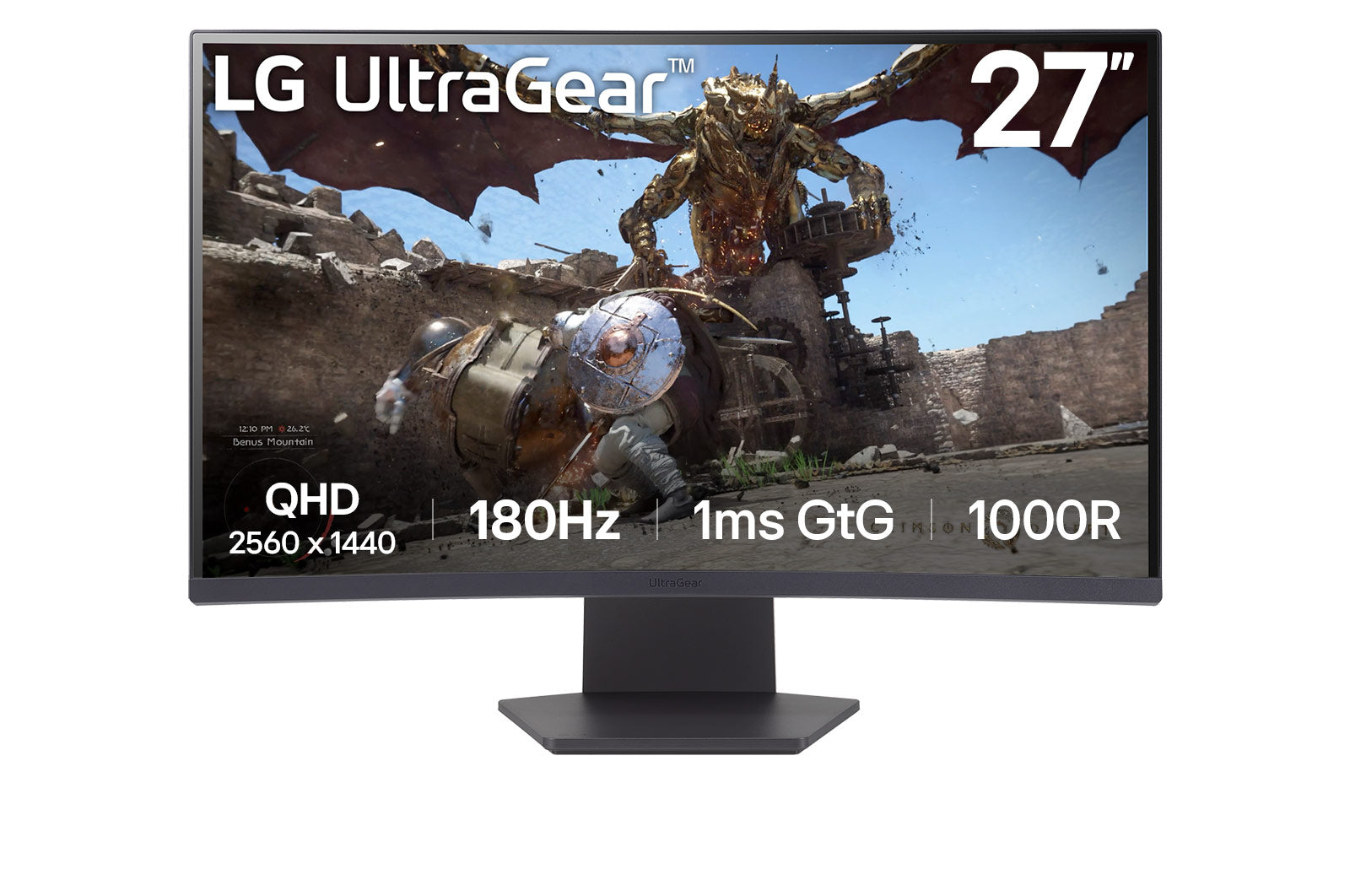 LG 27" 27GS60QC-B Curve QHD Monitor VA panel 180Hz- DP,HDMI